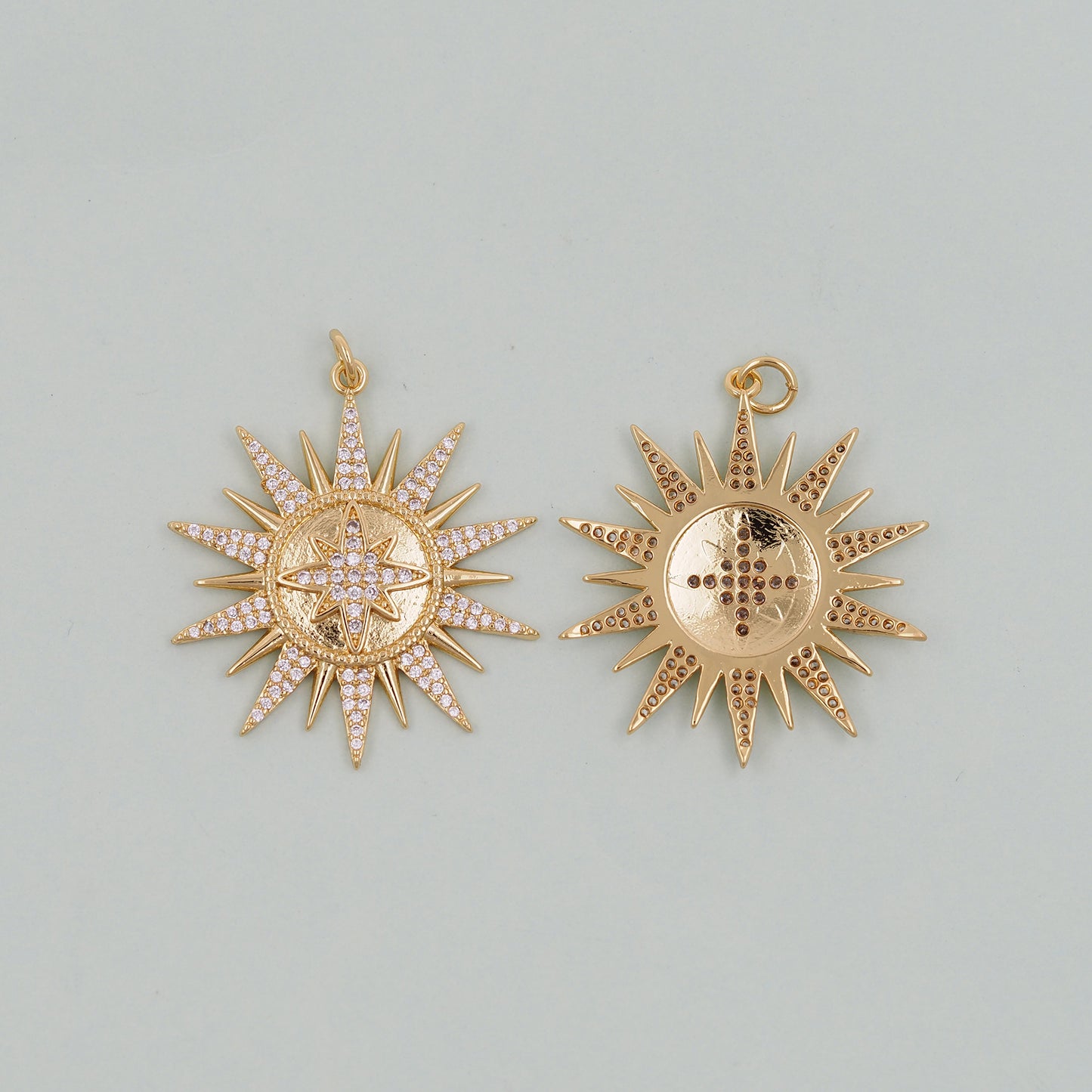 Gold Sun Charms,18K Gold Filled Star  Pendant,Celestial Charm Bracelet Necklace for DIY Jewelry Making Supply