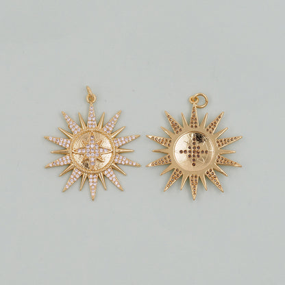 Gold Sun Charms,18K Gold Filled Star  Pendant,Celestial Charm Bracelet Necklace for DIY Jewelry Making Supply