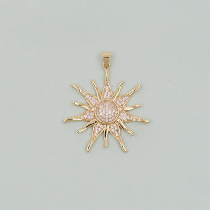 Gold Sun Charms,18K Gold Filled Sun Pendant,Celestial Charm Bracelet Necklace for DIY Jewelry Making Supply