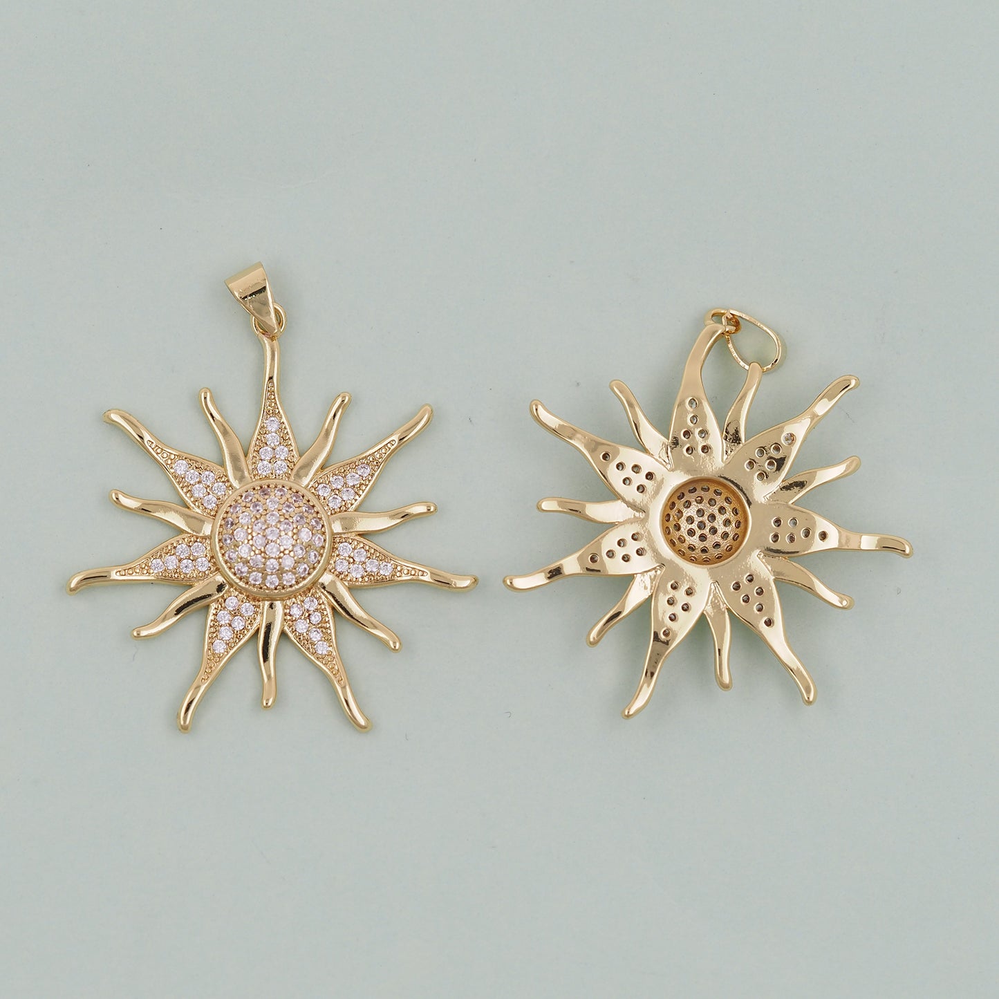 Gold Sun Charms,18K Gold Filled Sun Pendant,Celestial Charm Bracelet Necklace for DIY Jewelry Making Supply