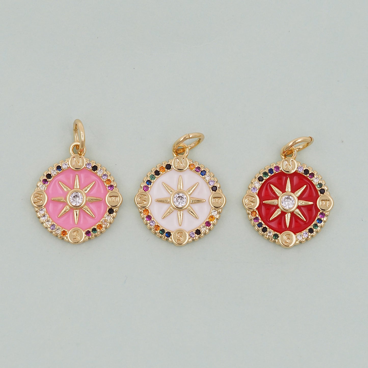 Gold Compass Charms,18K Gold Filled Starburst Pendant,North Star Charm Bracelet Necklace for DIY Jewelry Making Supply