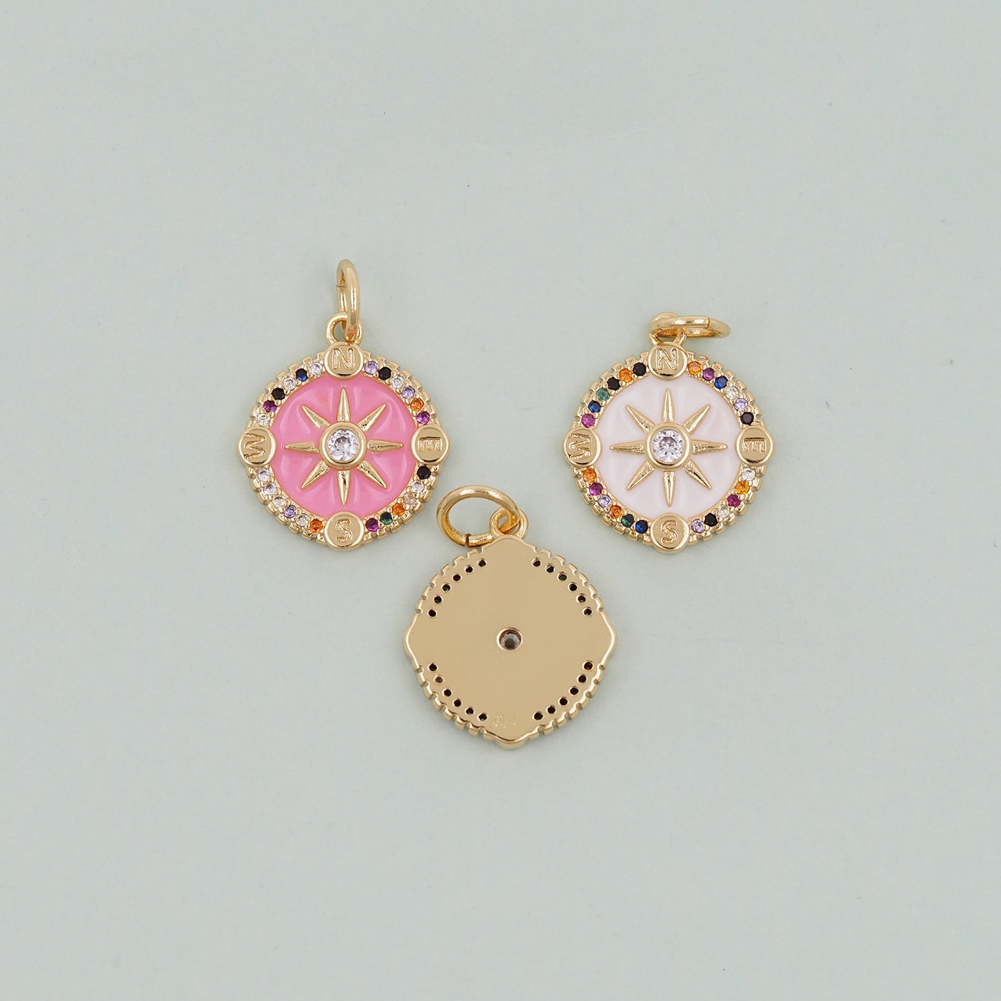 Gold Compass Charms,18K Gold Filled Starburst Pendant,North Star Charm Bracelet Necklace for DIY Jewelry Making Supply
