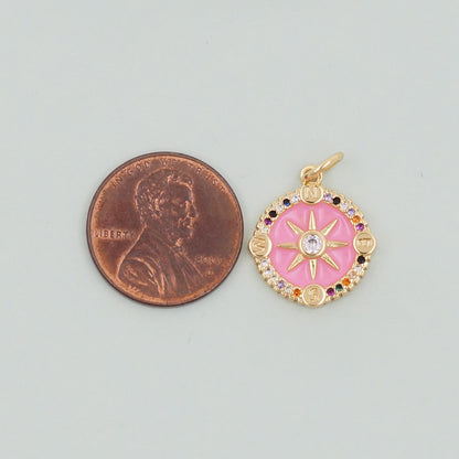 Gold Compass Charms,18K Gold Filled Starburst Pendant,North Star Charm Bracelet Necklace for DIY Jewelry Making Supply