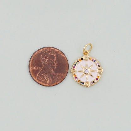 Gold Compass Charms,18K Gold Filled Starburst Pendant,North Star Charm Bracelet Necklace for DIY Jewelry Making Supply