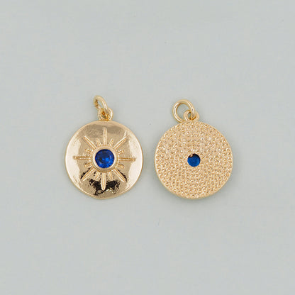 Gold Sun Charms,18K Gold Filled Sun Pendant,Celestial Charm Bracelet Necklace for DIY Jewelry Making Supply