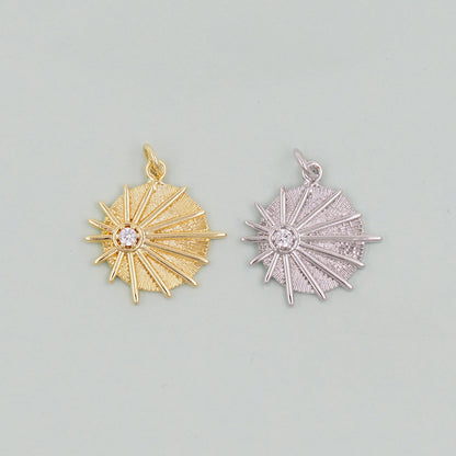 Gold Sun Charms,18K Gold Filled Sun Pendant,Celestial Charm Bracelet Necklace for DIY Jewelry Making Supply