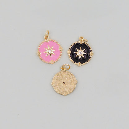 Gold Enamel Star Charms,18K Gold Filled Starburst Pendant,North Star Charm Bracelet Necklace for DIY Jewelry Making Supply