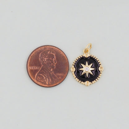 Gold Enamel Star Charms,18K Gold Filled Starburst Pendant,North Star Charm Bracelet Necklace for DIY Jewelry Making Supply