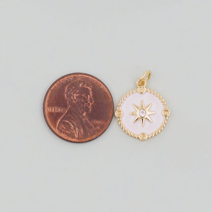 Gold Enamel Star Charms,18K Gold Filled Starburst Pendant,North Star Charm Bracelet Necklace for DIY Jewelry Making Supply