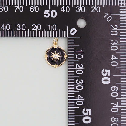 Gold Enamel Star Charms,18K Gold Filled Starburst Pendant,North Star Charm Bracelet Necklace for DIY Jewelry Making Supply
