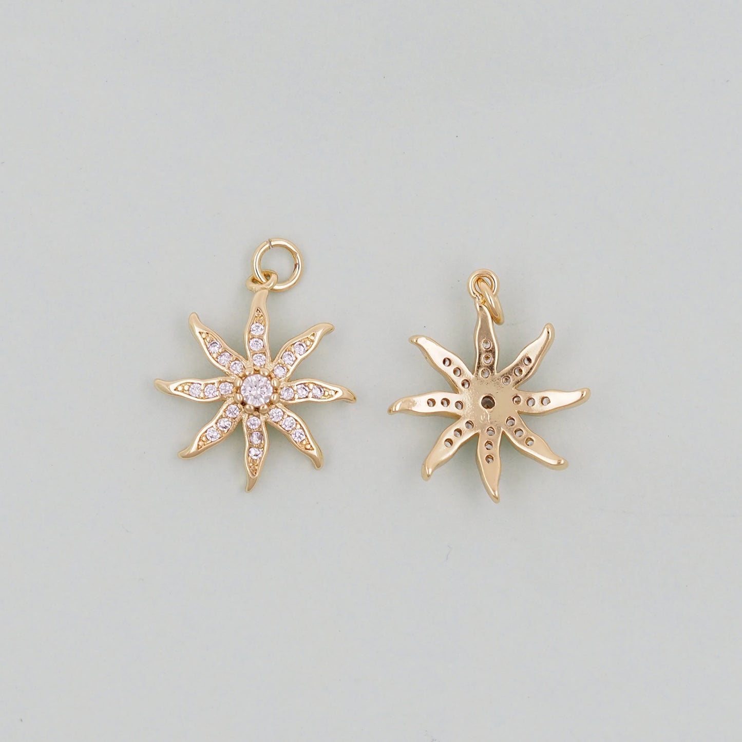 Gold Sun Charms,18K Gold Filled Sun Pendant,Celestial Charm Bracelet Necklace for DIY Jewelry Making Supply