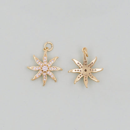 Gold Sun Charms,18K Gold Filled Sun Pendant,Celestial Charm Bracelet Necklace for DIY Jewelry Making Supply