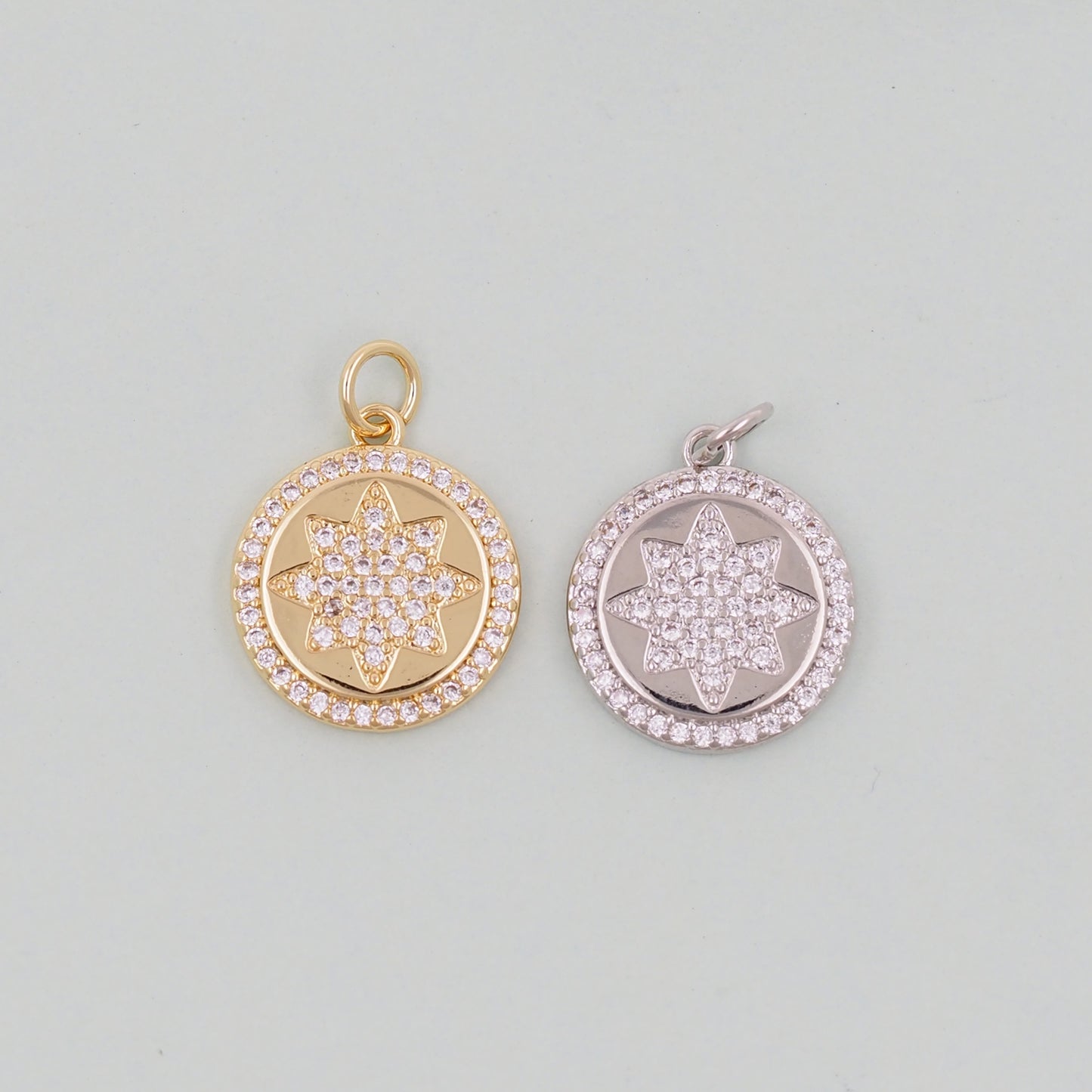 Gold Star Charms,18K Gold Filled Starburst Pendant,North Star Charm Bracelet Necklace for DIY Jewelry Making Supply