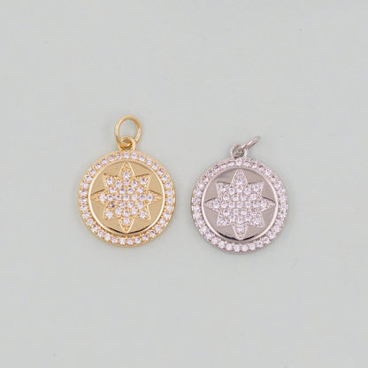 Gold Star Charms,18K Gold Filled Starburst Pendant,North Star Charm Bracelet Necklace for DIY Jewelry Making Supply