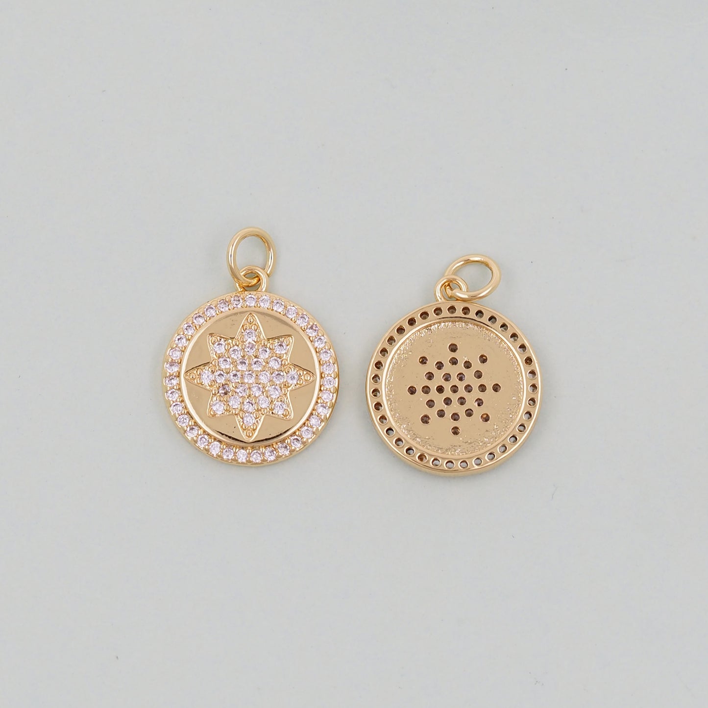 Gold Star Charms,18K Gold Filled Starburst Pendant,North Star Charm Bracelet Necklace for DIY Jewelry Making Supply