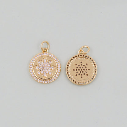 Gold Star Charms,18K Gold Filled Starburst Pendant,North Star Charm Bracelet Necklace for DIY Jewelry Making Supply