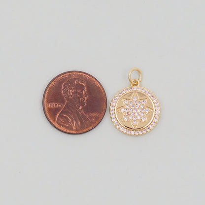 Gold Star Charms,18K Gold Filled Starburst Pendant,North Star Charm Bracelet Necklace for DIY Jewelry Making Supply