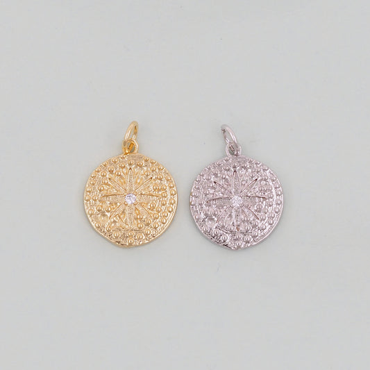Gold Star Charms,18K Gold Filled Starburst Pendant,North Star Charm Bracelet Necklace for DIY Jewelry Making Supply