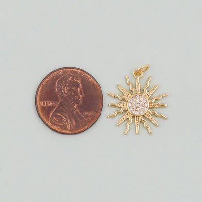 Gold Sun Charms,18K Gold Filled Sun Pendant,Celestial Charm Bracelet Necklace for DIY Jewelry Making Supply