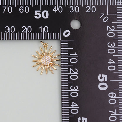Gold Sun Charms,18K Gold Filled Sun Pendant,Celestial Charm Bracelet Necklace for DIY Jewelry Making Supply