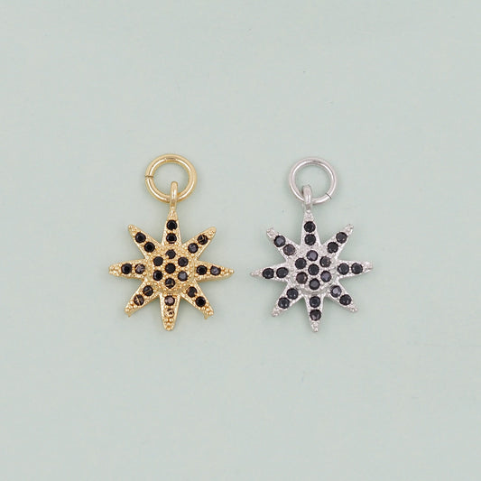 Gold Star Charms,18K Gold Filled Starburst Pendant,North Star Charm Bracelet Necklace for DIY Jewelry Making Supply