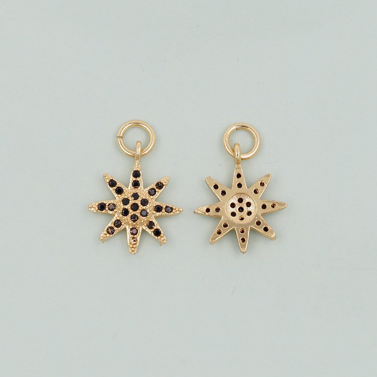 Gold Star Charms,18K Gold Filled Starburst Pendant,North Star Charm Bracelet Necklace for DIY Jewelry Making Supply