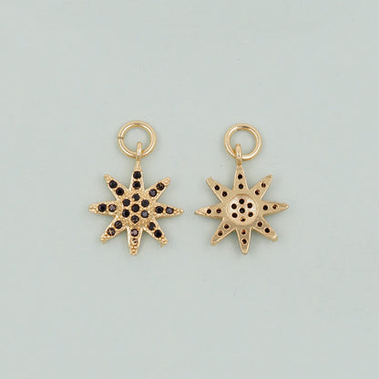Gold Star Charms,18K Gold Filled Starburst Pendant,North Star Charm Bracelet Necklace for DIY Jewelry Making Supply