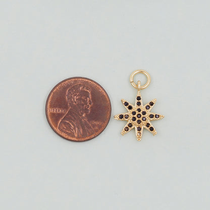 Gold Star Charms,18K Gold Filled Starburst Pendant,North Star Charm Bracelet Necklace for DIY Jewelry Making Supply
