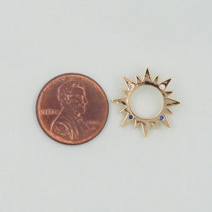 Gold Sun Charms,18K Gold Filled Sun Pendant,Celestial Charm Bracelet Necklace for DIY Jewelry Making Supply