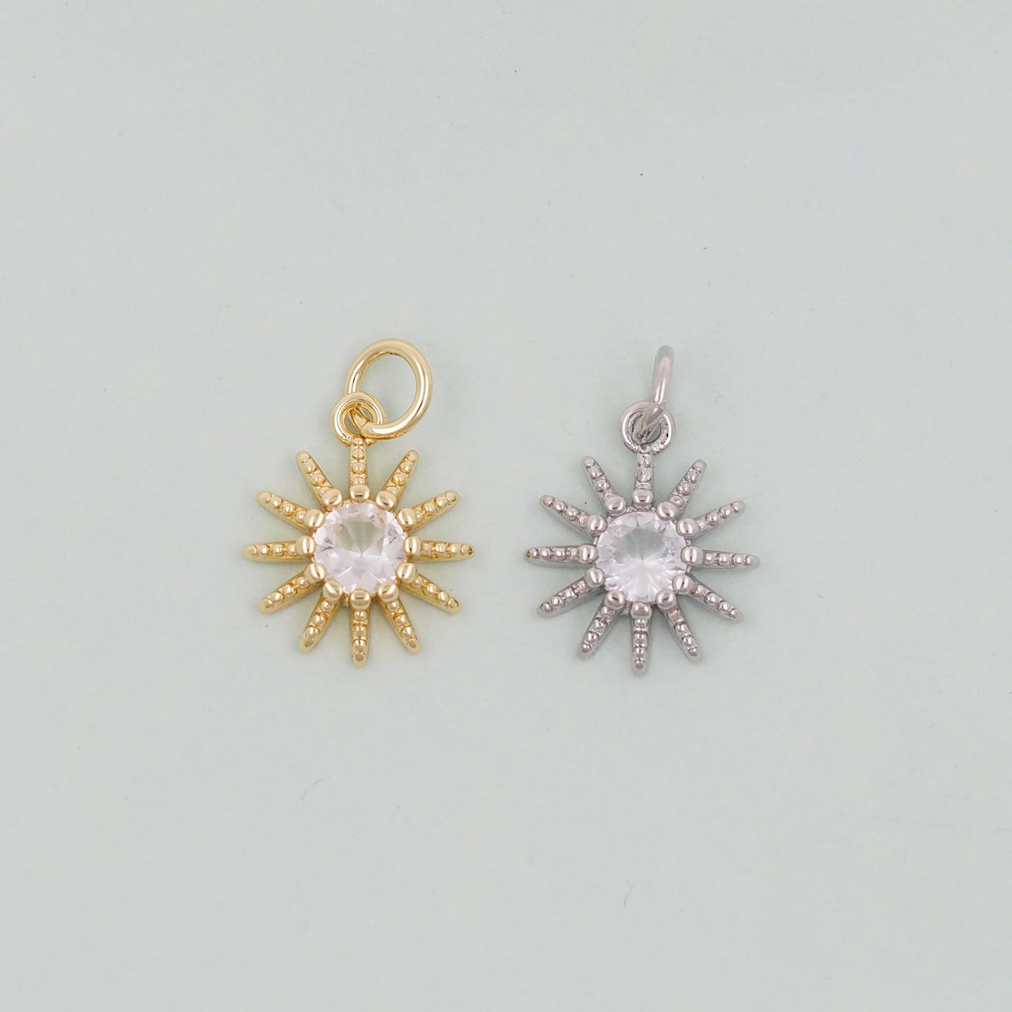 Gold Sun Charms,18K Gold Filled Sun Pendant,Celestial Charm Bracelet Necklace for DIY Jewelry Making Supply