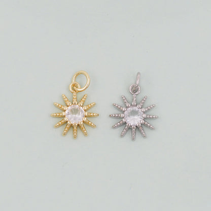 Gold Sun Charms,18K Gold Filled Sun Pendant,Celestial Charm Bracelet Necklace for DIY Jewelry Making Supply