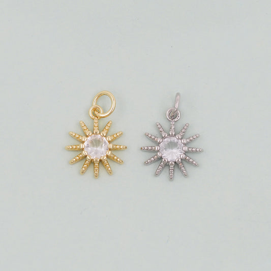 Gold Sun Charms,18K Gold Filled Sun Pendant,Celestial Charm Bracelet Necklace for DIY Jewelry Making Supply
