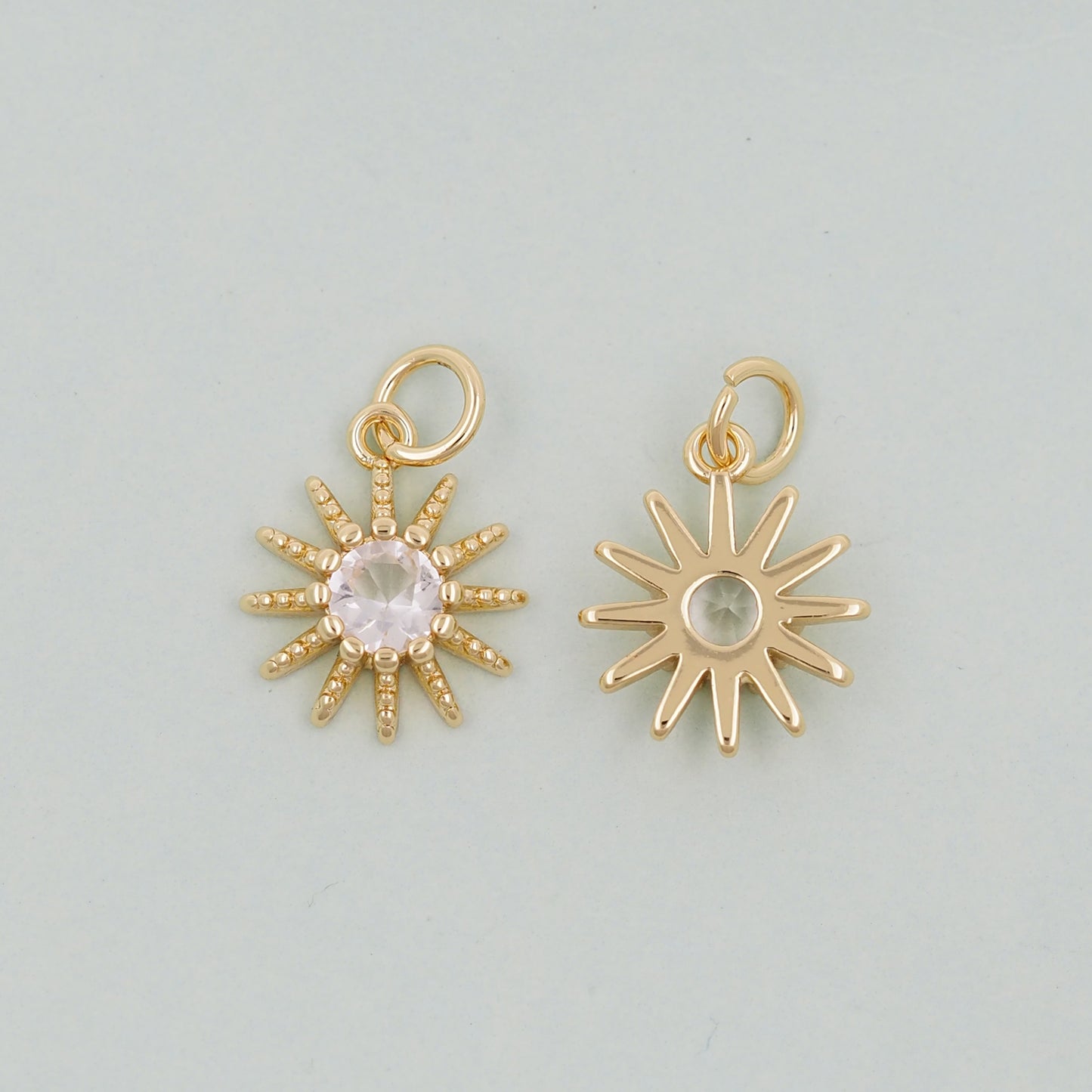 Gold Sun Charms,18K Gold Filled Sun Pendant,Celestial Charm Bracelet Necklace for DIY Jewelry Making Supply