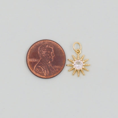 Gold Sun Charms,18K Gold Filled Sun Pendant,Celestial Charm Bracelet Necklace for DIY Jewelry Making Supply