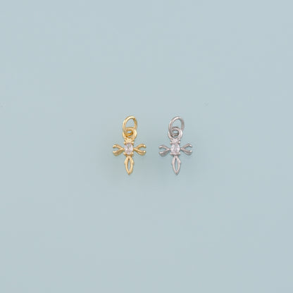 Gold Cross Charms,18K Gold Filled Cross Pendant,CZ Micro Pave Religion Charm Bracelet Necklace for DIY Jewelry Making Supply