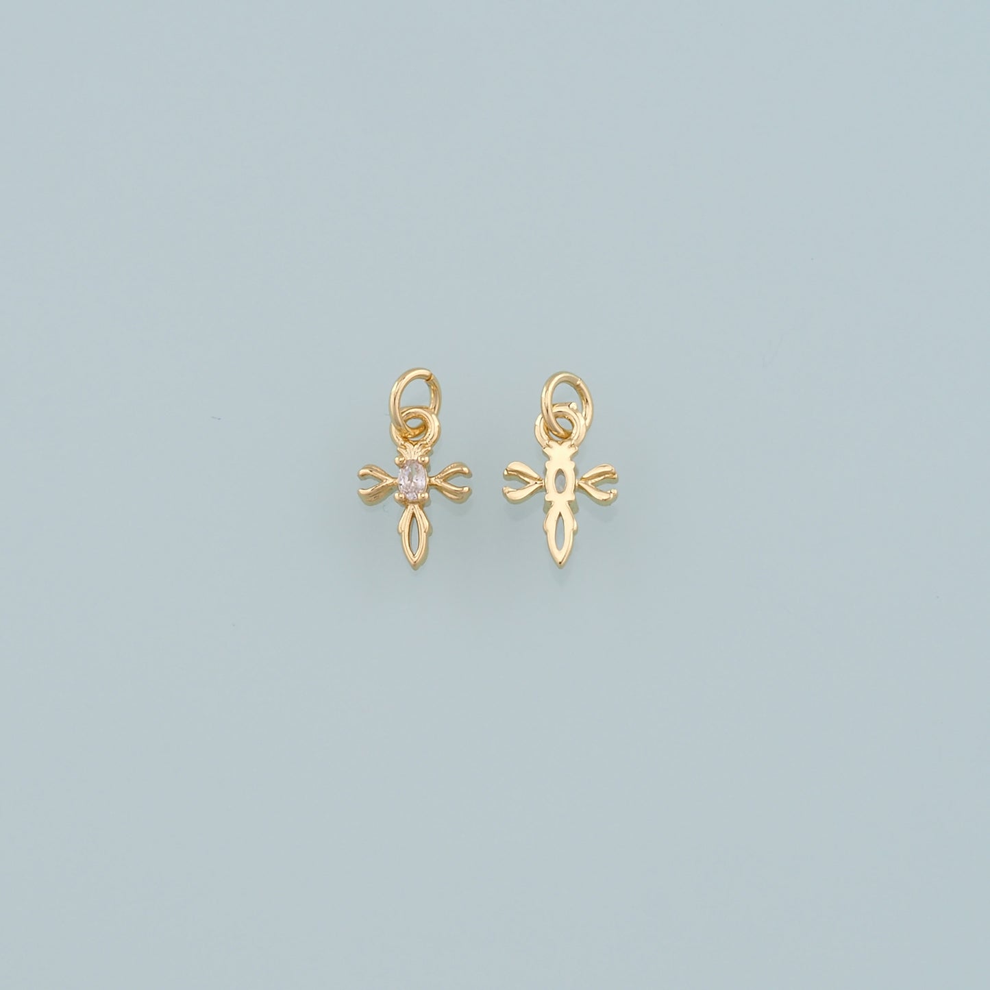 Gold Cross Charms,18K Gold Filled Cross Pendant,CZ Micro Pave Religion Charm Bracelet Necklace for DIY Jewelry Making Supply