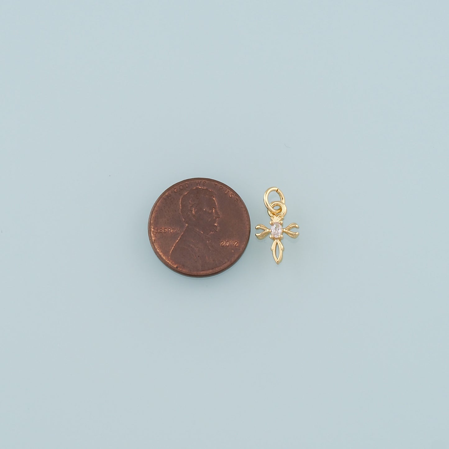 Gold Cross Charms,18K Gold Filled Cross Pendant,CZ Micro Pave Religion Charm Bracelet Necklace for DIY Jewelry Making Supply