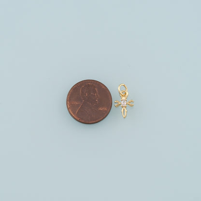 Gold Cross Charms,18K Gold Filled Cross Pendant,CZ Micro Pave Religion Charm Bracelet Necklace for DIY Jewelry Making Supply