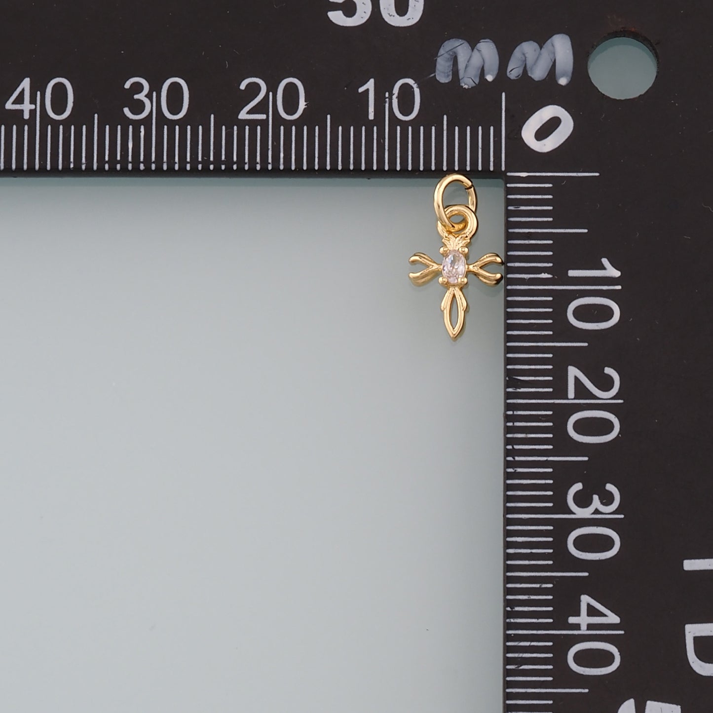 Gold Cross Charms,18K Gold Filled Cross Pendant,CZ Micro Pave Religion Charm Bracelet Necklace for DIY Jewelry Making Supply
