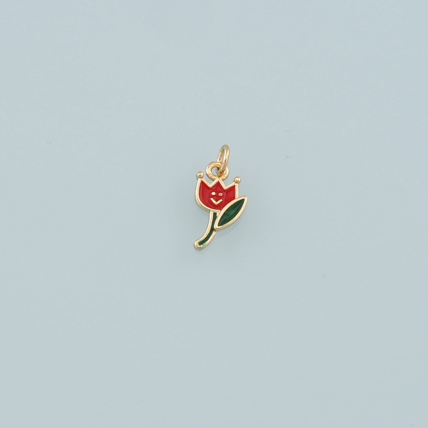 Gold Flower Charms,18K Gold Filled Flower Pendant,Enamel Flower Charm Bracelet Necklace for DIY Jewelry Making Supply