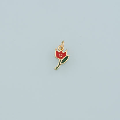 Gold Flower Charms,18K Gold Filled Flower Pendant,Enamel Flower Charm Bracelet Necklace for DIY Jewelry Making Supply