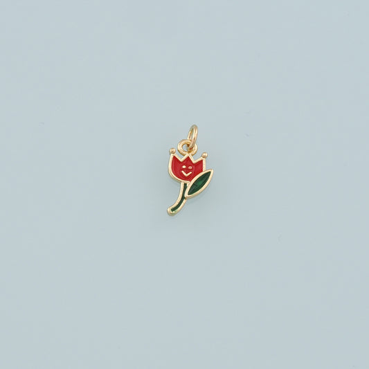 Gold Flower Charms,18K Gold Filled Flower Pendant,Enamel Flower Charm Bracelet Necklace for DIY Jewelry Making Supply