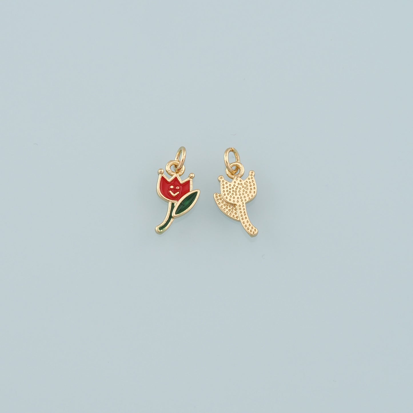 Gold Flower Charms,18K Gold Filled Flower Pendant,Enamel Flower Charm Bracelet Necklace for DIY Jewelry Making Supply