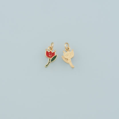 Gold Flower Charms,18K Gold Filled Flower Pendant,Enamel Flower Charm Bracelet Necklace for DIY Jewelry Making Supply
