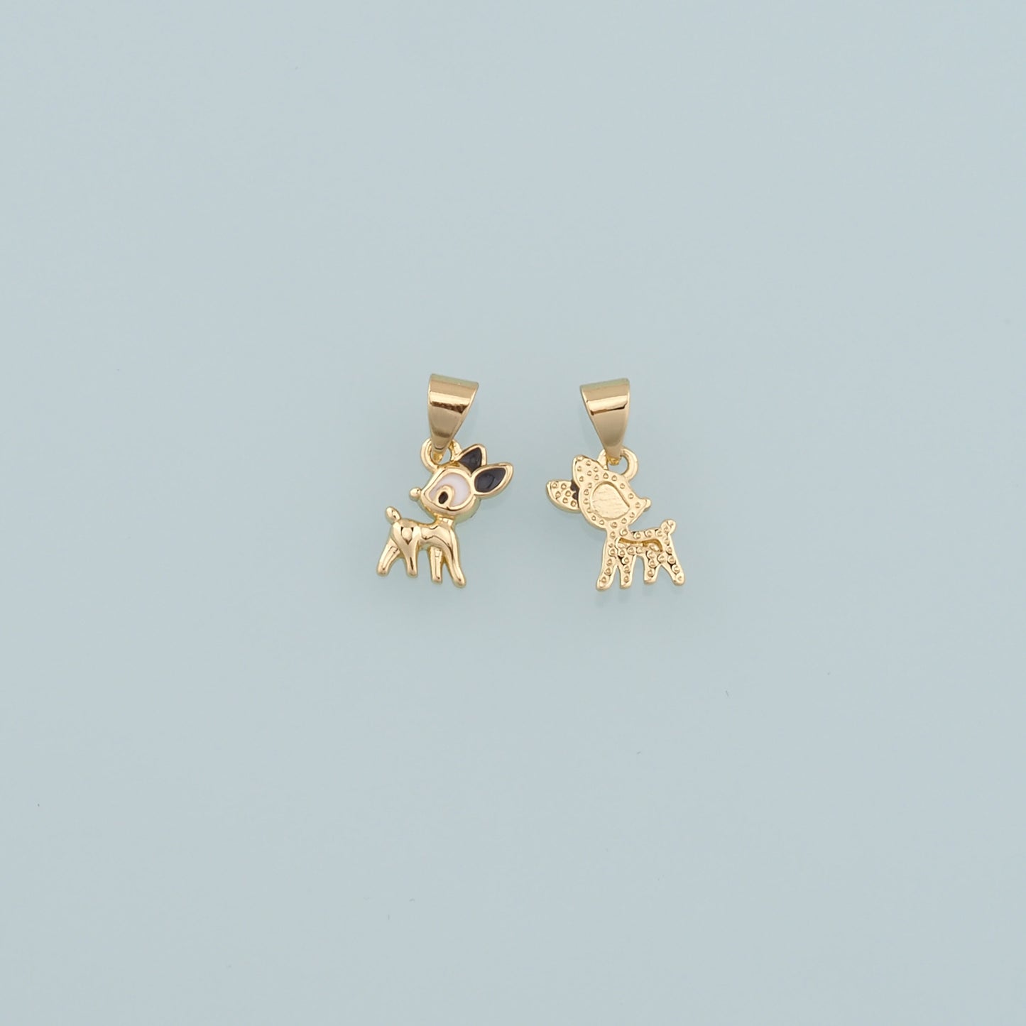 Gold Deer Charms,18K Gold Filled Elk Pendant,Enamel Deer Charm Bracelet Necklace for DIY Jewelry Making Supply