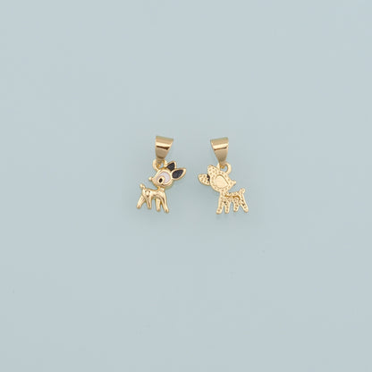 Gold Deer Charms,18K Gold Filled Elk Pendant,Enamel Deer Charm Bracelet Necklace for DIY Jewelry Making Supply