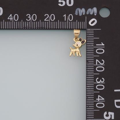 Gold Deer Charms,18K Gold Filled Elk Pendant,Enamel Deer Charm Bracelet Necklace for DIY Jewelry Making Supply