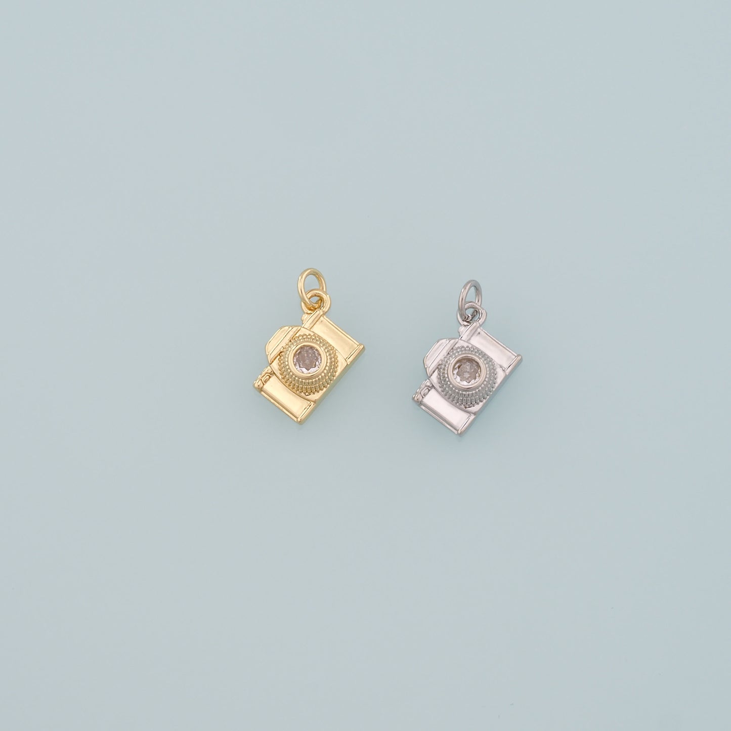 Gold Camera Charms,18K Gold Filled Camera Pendant,Camera Charm Bracelet Necklace for DIY Jewelry Making Supply