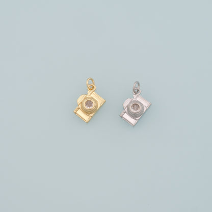 Gold Camera Charms,18K Gold Filled Camera Pendant,Camera Charm Bracelet Necklace for DIY Jewelry Making Supply