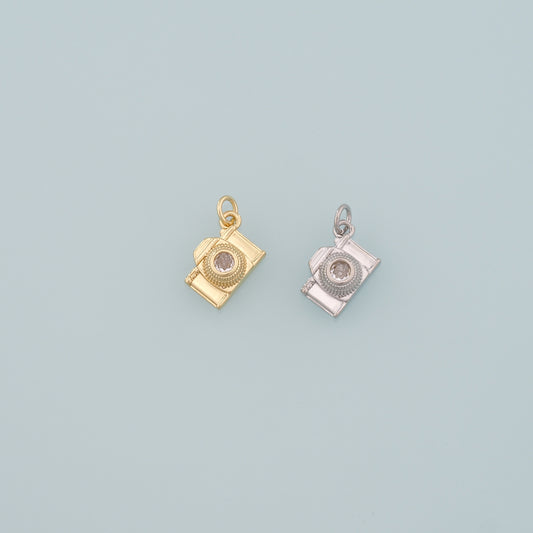 Gold Camera Charms,18K Gold Filled Camera Pendant,Camera Charm Bracelet Necklace for DIY Jewelry Making Supply